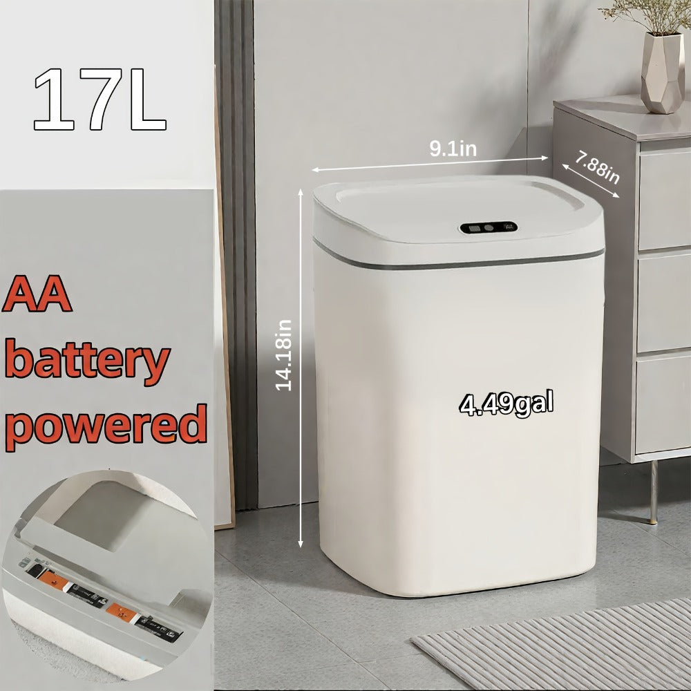 Motion Sensor Trash Can Silent Slow-Close Lid, Touchless Infrared Auto Open, Touchpad Control, Battery Operated
