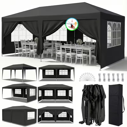 Party Tent 10x20ft 6 Sidewalls Commercial Canopy for Garden, Patio and Yard Use, with the Listed Configuration
