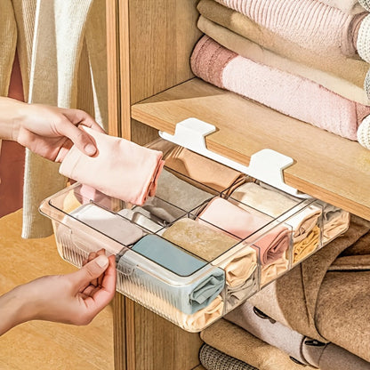 15-Compartment Wall-Mounted Underwear & Socks Hanging Storage Box, Transparent Closet Organizer for Home