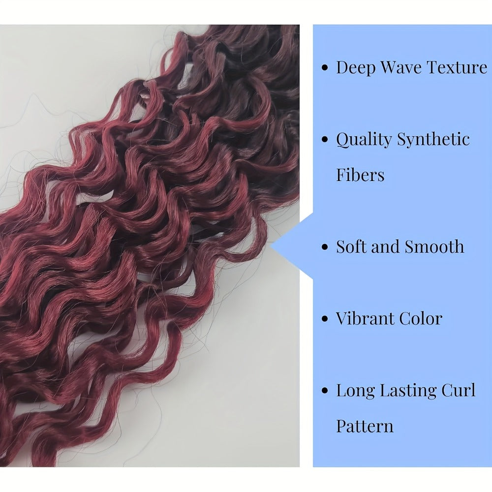 Braiding Hair Pre-Stretched 6 Packs 26 & 32 Inch Deep Curly Crochet Hair Synthetic Ombre Extensions for Box Braids Twist Braids Knotless
