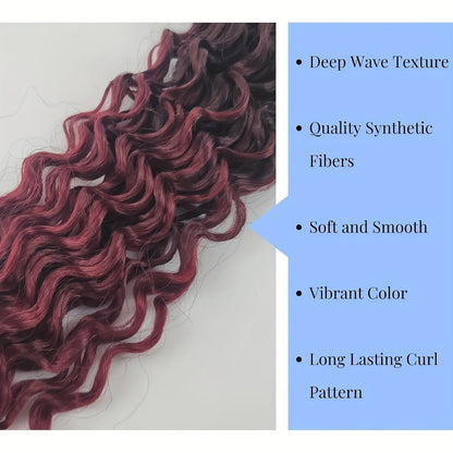 Braiding Hair Pre-Stretched 6 Packs 26 & 32 Inch Deep Curly Crochet Hair Synthetic Ombre Extensions for Box Braids Twist Braids Knotless