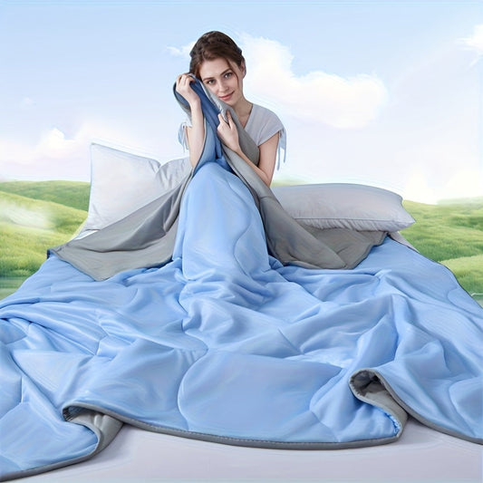 Summer Air Conditioning Blanket – Breathable Lightweight Knit Cooling Blanket for Hot Sleepers, Skin Friendly Solid Color Sweat Absorbent