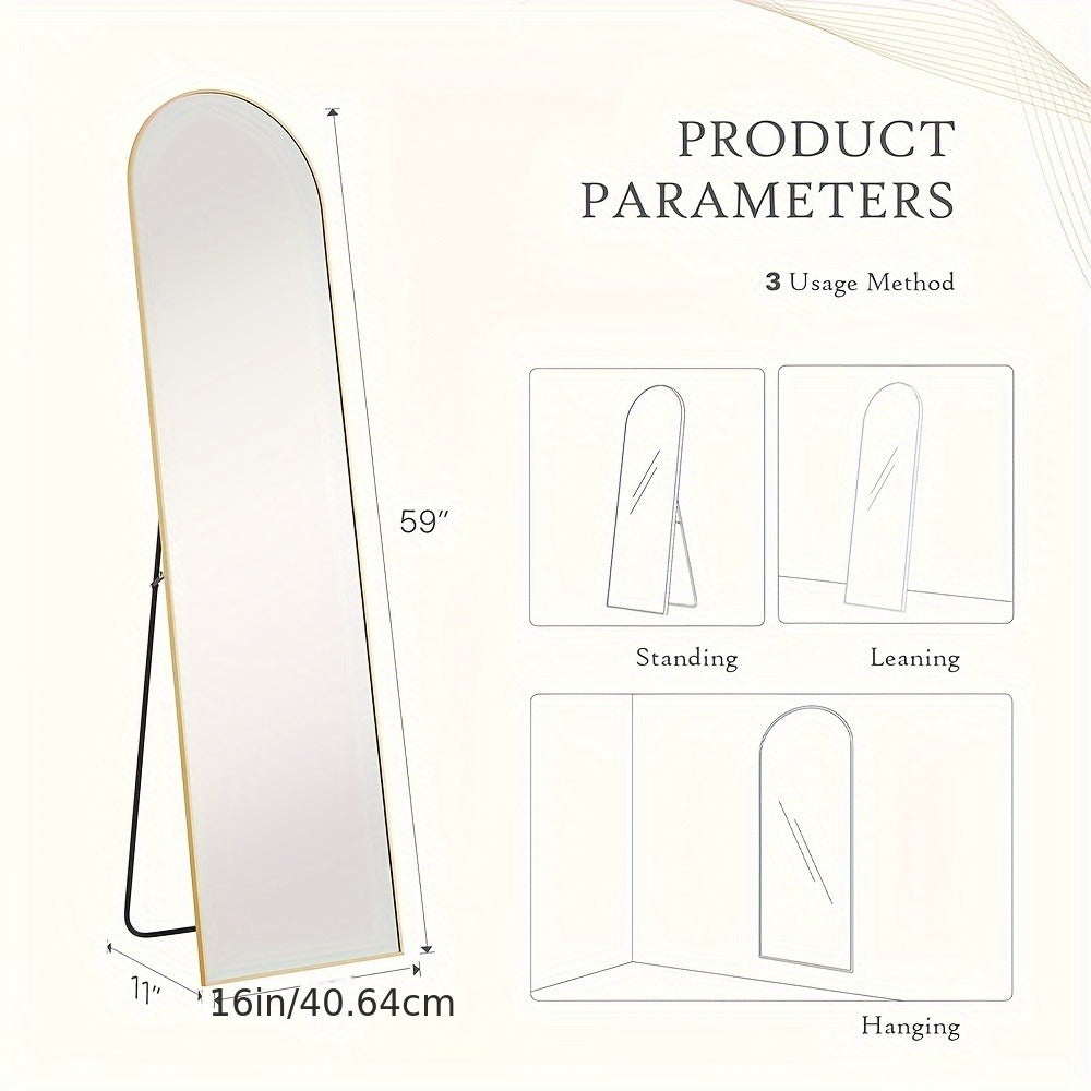 Full Length Mirror Floor Mirror with Stand, Aluminum Alloy Frame Full Body Mirror, Standing Hanging or Leaning Against Wall for Bedroom
