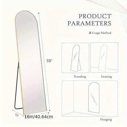 Full Length Mirror Floor Mirror with Stand, Aluminum Alloy Frame Full Body Mirror, Standing Hanging or Leaning Against Wall for Bedroom