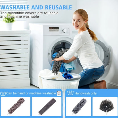Microfiber Duster Kit with 100 Inch Extension Pole Extendable Bendable Feather Duster for Entryways, Bedrooms and Living Spaces