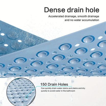 Textured Suction-Cup Shower Mat with 69 × 36 cm Size, Drain Holes and Blue or Gray Color Options