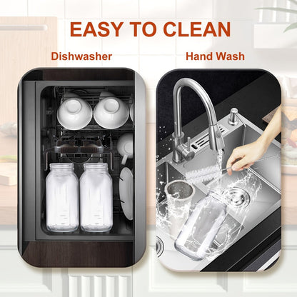 Cold Brew Coffee Pot Set with Stainless Steel Filters & Cleaning Brush – 32oz Glass Mason Jar Cold Brew Maker for Home