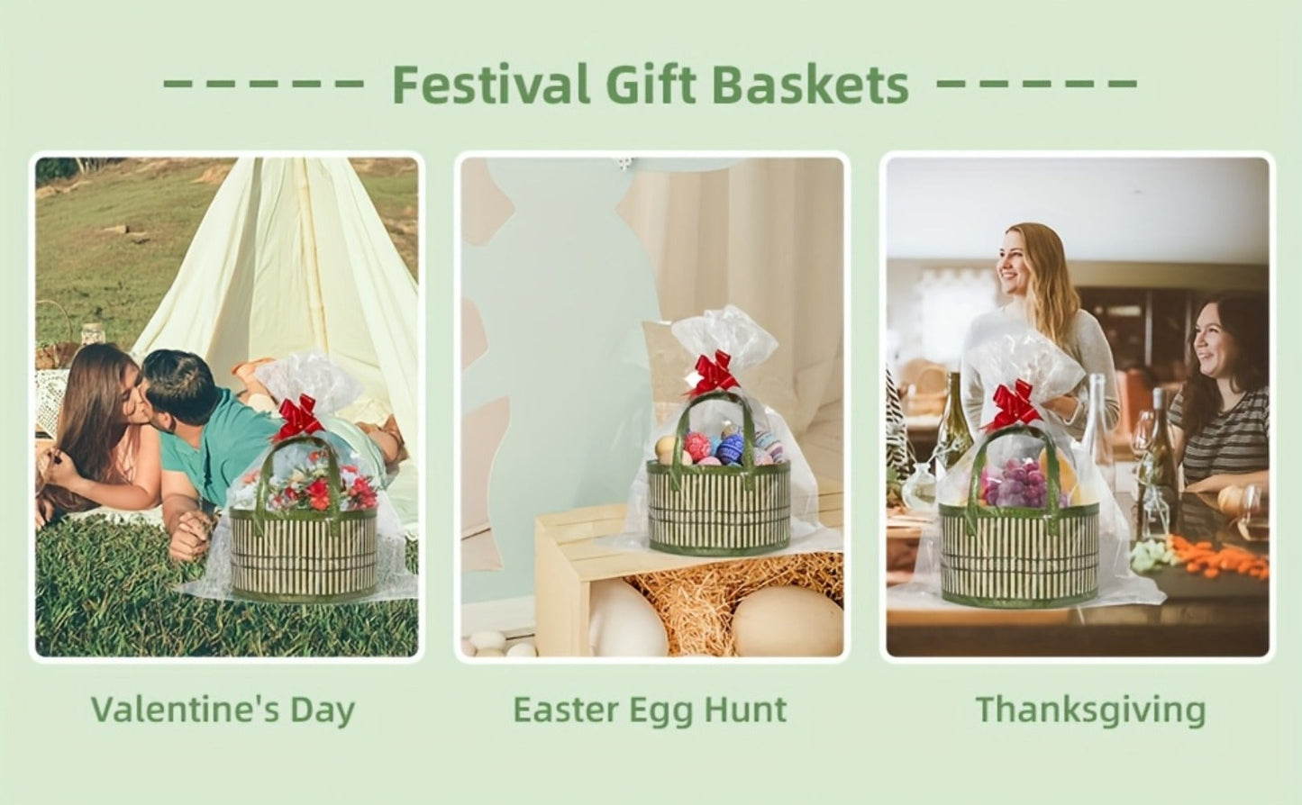 Bamboo Storage Baskets 6-Pack in Oval or Round Shapes with Nine Color and Shape Options for Home Organization