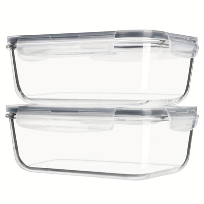 Large Glass Food Storage Containers with Lids 2 Pack, 63oz Borosilicate Glass Meal Prep Containers