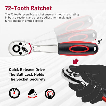 Ratchet Socket Wrench Set with Handle – 50/53/96/123/218/999PCS | 3/8" Drive CR-V Steel | Metric & Imperial Sizes | Car Maintenance