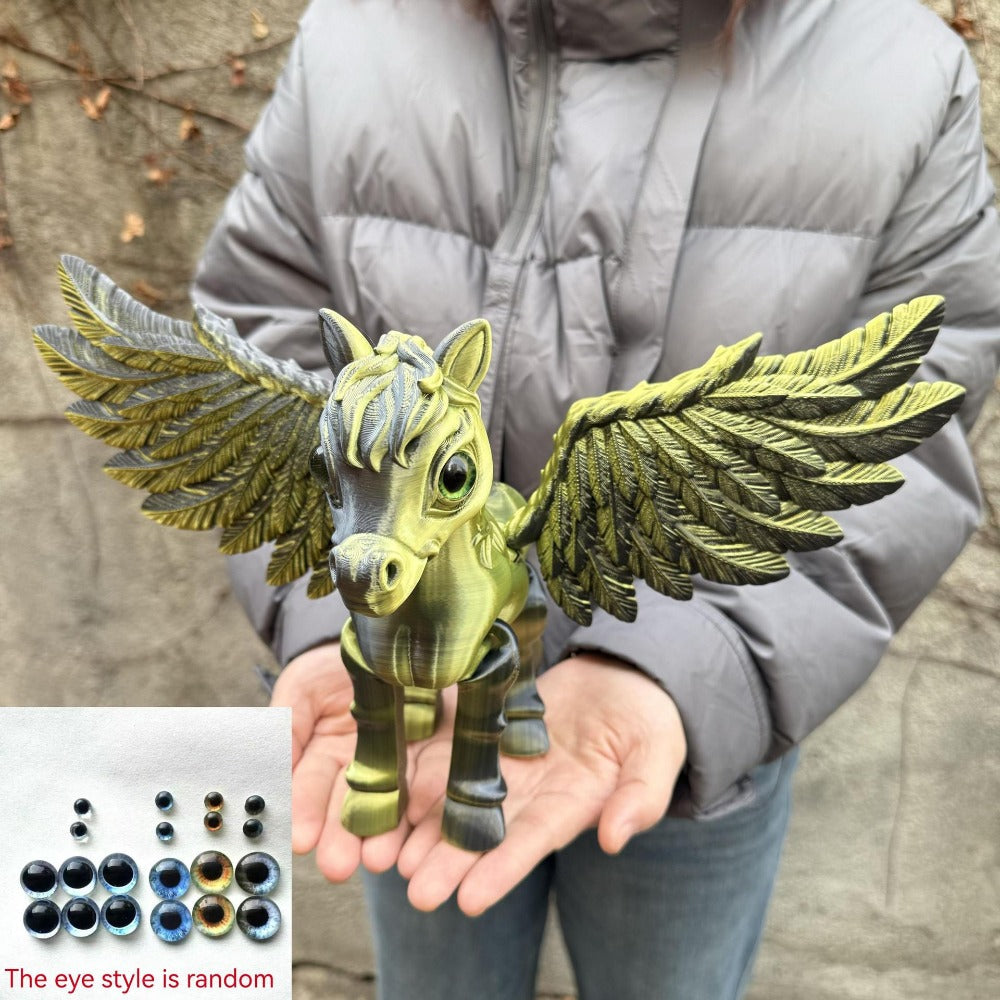 Pegasus Flying Horse Figurine Articulated 3D Printed, Large Poseable Mythology Fantasy Sculpture 10 Color Styles