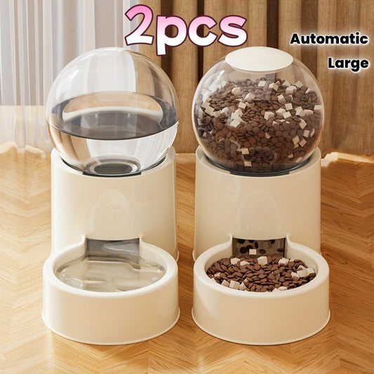 Gravity Pet Feeder & Water Dispenser Set 2-Pack – Large Capacity Automatic Food & Drinking Station for Cats & Dogs, Battery-Free