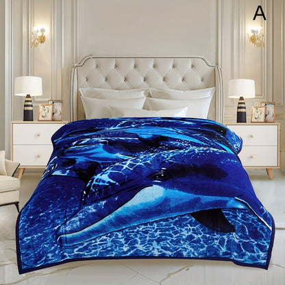 Reversible Plush Blanket 2-Ply 520GSM Milk Velvet - Queen King Size Blanket with Vibrant Animal & Floral Designs