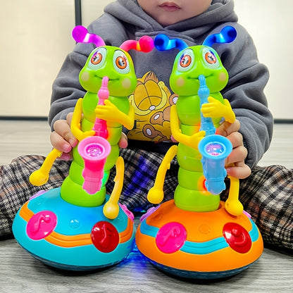 Caterpillar Saxophone Toy for Kids with LED Lights & Music - Electric Musical Instrument for Toddlers