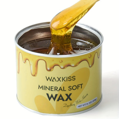 Soft Wax for Hair Removal 400g WAXKISS Honey & Aloe Vera Strip Wax Jar for Face Underarms Legs Body Back All Skin Types DIY Home Salon