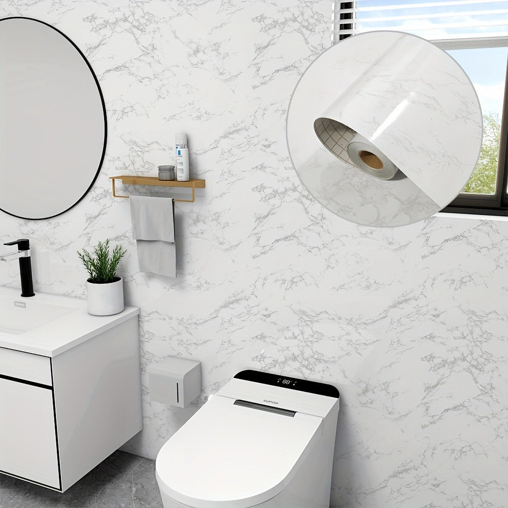 Marble Peel and Stick Wallpaper Roll – Oil-Proof Self-Adhesive Wall Contact Paper for Kitchen Backsplash Bathroom Countertop