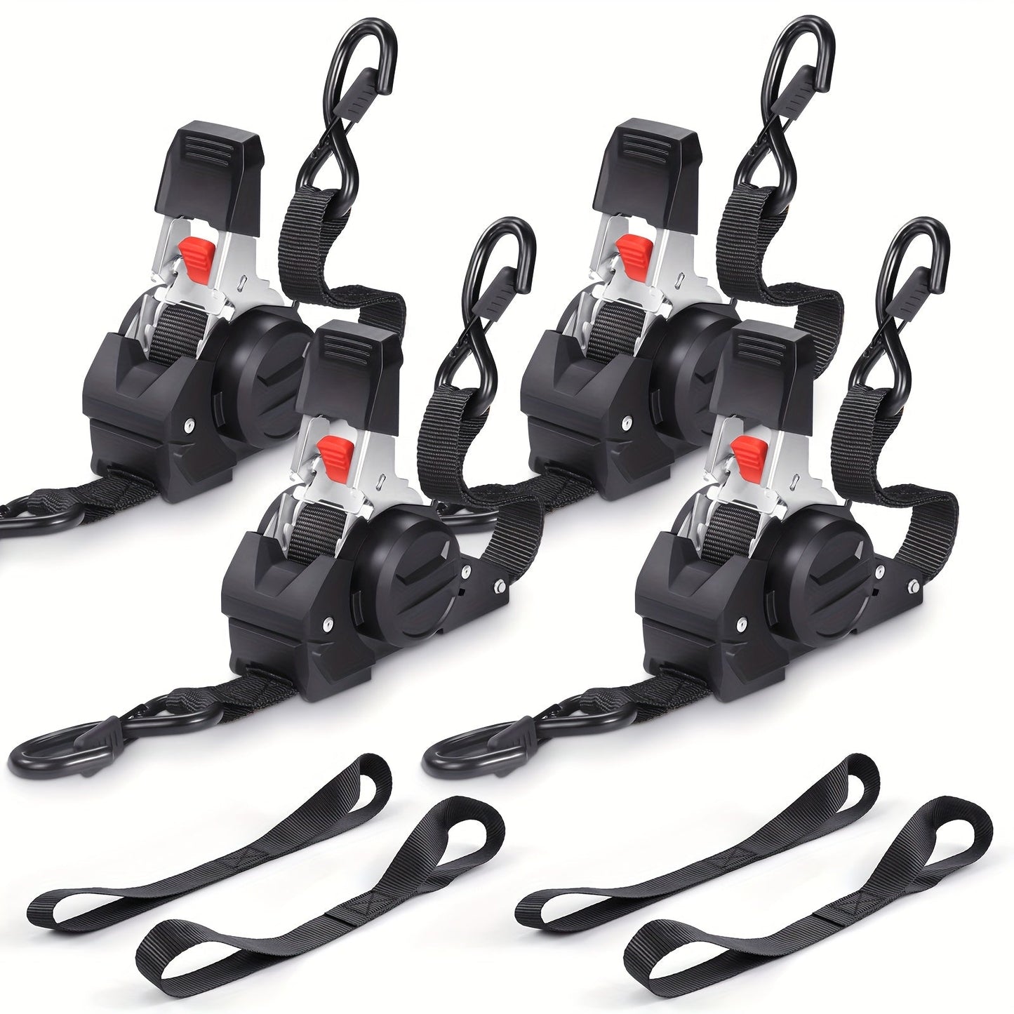 Retractable Ratchet Straps with Extension Strap for Entryways, Bedrooms and Living Spaces, with Listed Configuration