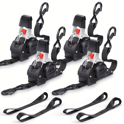 Retractable Ratchet Straps with Extension Strap for Entryways, Bedrooms and Living Spaces, with Listed Configuration