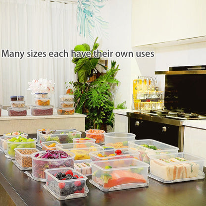 Container Set Food Storage Organizer with Locking Plastic Lids in 12-, 24- or 48-Piece Options
