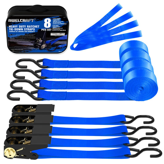 Ratchet Tie Down Straps 4-Pack 15FT 1, 500 lb Break Strength Heavy Duty with Soft Loops & Storage Bag – High-Visibility Webbing