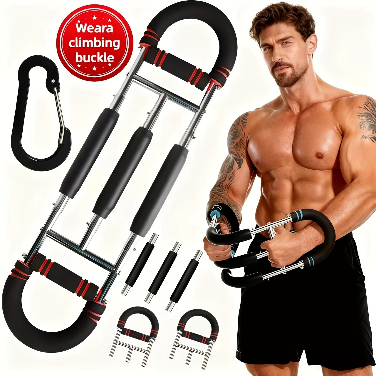 Fitness Equipment MoKo Spring Chest Expander with Black Mini Red Three-Tube and Blue Reinforced Options