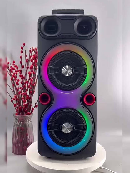 Dual 8.5" Subwoofer Party Speaker 6000W with RGB Lights | Portable Wireless Bluetooth 5.0, TWS Stereo Pairing, FM Radio, Built-in Mic