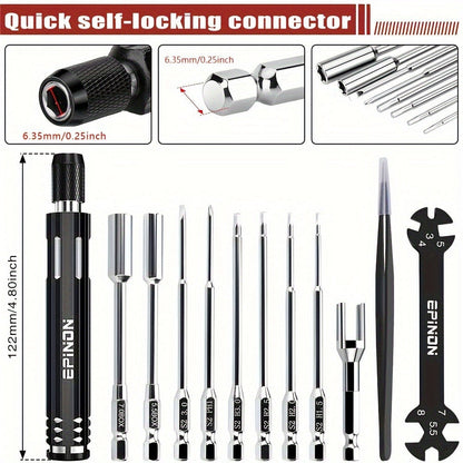 RC Car Maintenance Stand Tool Kit EPINON 360° Rotating Work Stand 520PCS Screw Set Aluminum Screwdriver Bits Compatible with 1/8 1/10 1/12