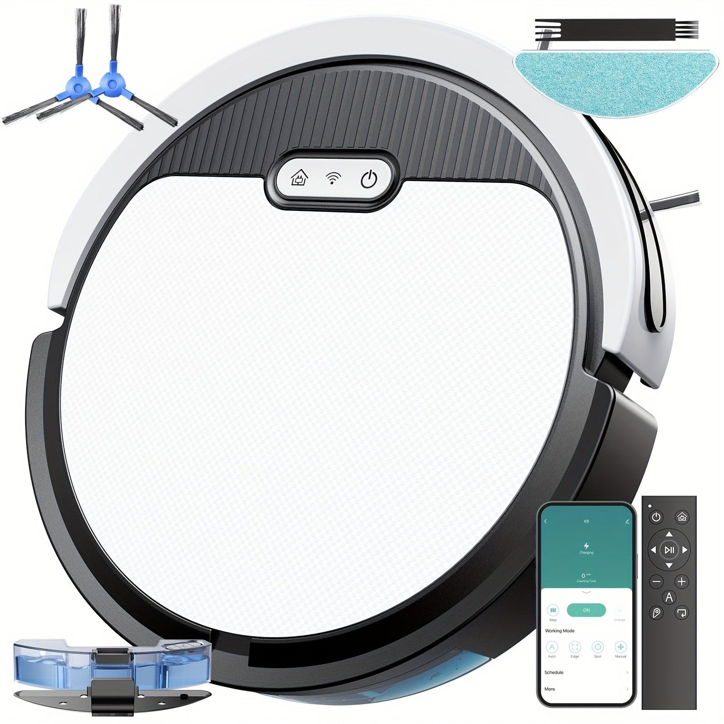 Robot Vacuum Cleaner Mop Combo 5000Pa Max Suction 2-in-1 with App & Voice Control - Scheduled Cleaning