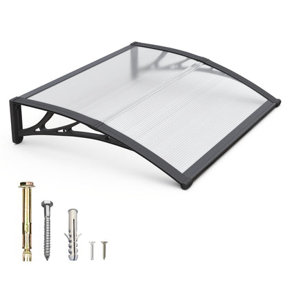 Window Awning Door Canopy Polycarbonate Overhang, UPF 50+ UV & Rain Protection, Leak-Proof Hollow Sheet