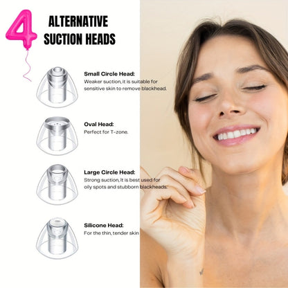Blackhead Remover Vacuum Pore Cleaner 5 Adjustable Suction Levels - 4 Probe Heads 600mAh for Bath Time, Home Spa and Personal Care