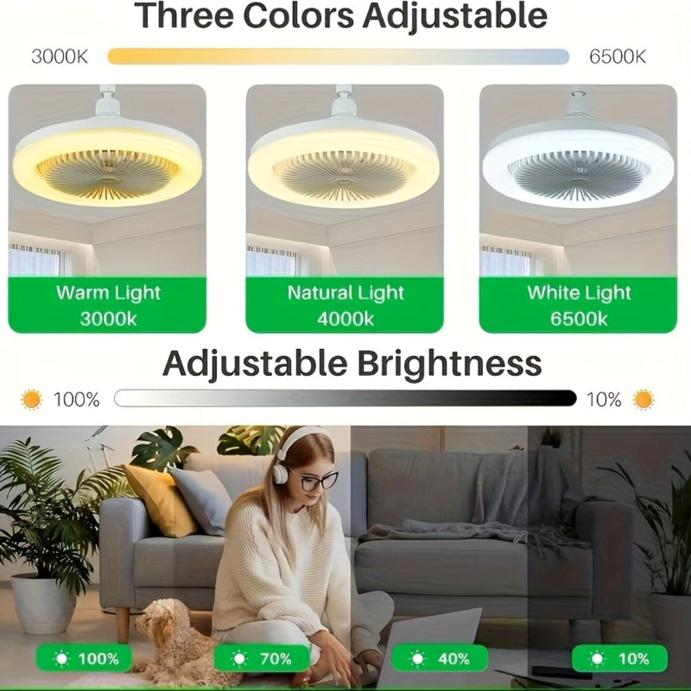 Ceiling Fan Light with Remote Control 3-Speed 3-Color Dimmable LED E26 Base 3000-6500K for Entryways, Bedrooms and Living Spaces