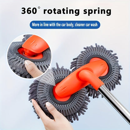 Car Wash Mop with Three-Stage Extension Handle, Rotating Microfiber Head and Replacement Head Option
