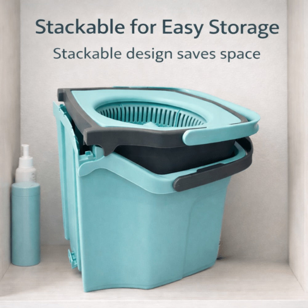 360 Spin Mop and Bucket Set with Wringer – Stainless Steel Extended Handle Spinning Mop Bucket System with Microfiber Mop Refills