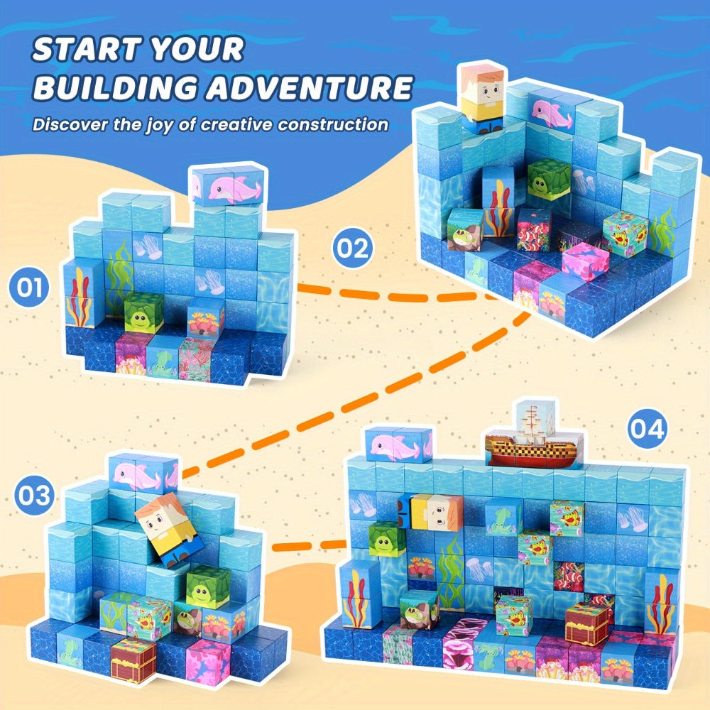 Ocean Adventure Magnetic Building Blocks 54/100pcs with the Listed Color, Size or Set Options for Everyday Use