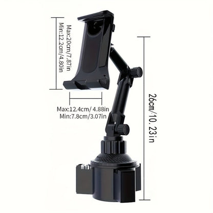Car Cup Holder Phone & Tablet Mount – Adjustable Angle Multi-Functional Universal Vehicle Mount for Smartphones and Tablets | Durable Cup