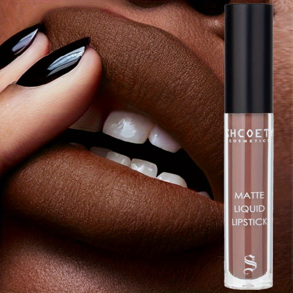 Bear Lip Glaze Set 3 Colors, Cute Bear Packaging Velvet Matte Waterproof Liquid Lipstick in Brown Pink & Red