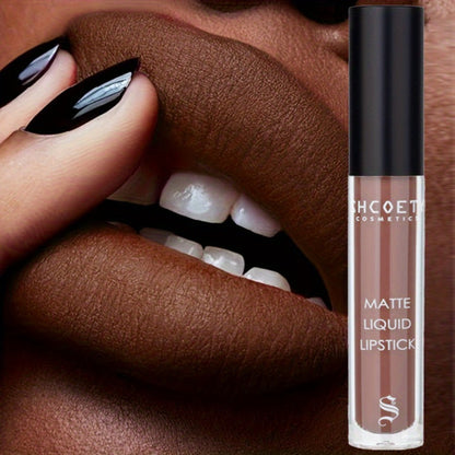 Bear Lip Glaze Set 3 Colors, Cute Bear Packaging Velvet Matte Waterproof Liquid Lipstick in Brown Pink & Red