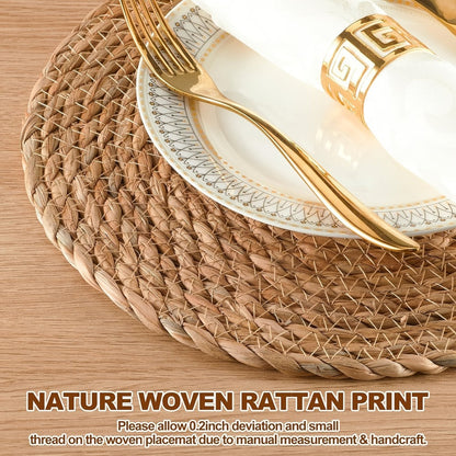 Round Placemats for Dining Table 12 Inch Boho Jute Braided Charger Plates Rattan Wicker Farmhouse Rustic Table Mats Set