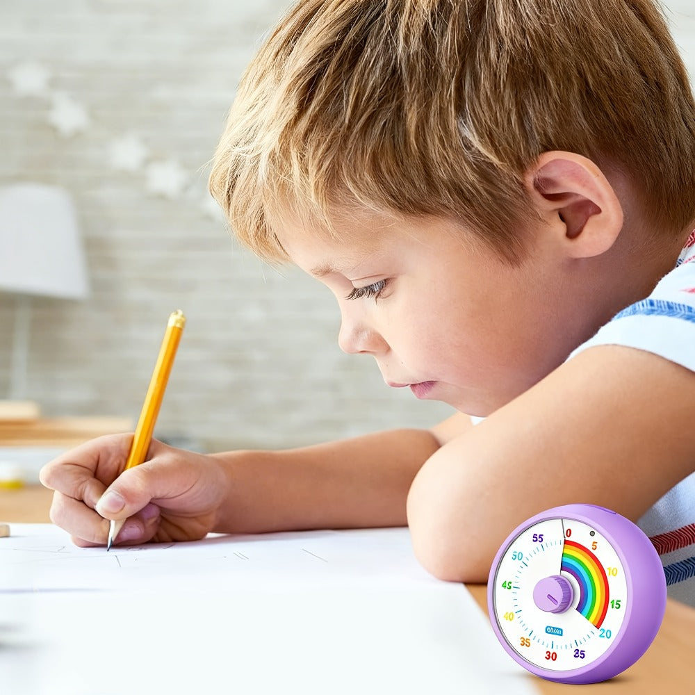 Visual Timer 60 Minute Countdown Silent Tomato Timer Rainbow Pattern for Classroom Office for Home Cooking, Dining and Outdoor Meals