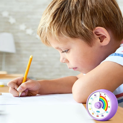 Visual Timer 60 Minute Countdown Silent Tomato Timer Rainbow Pattern for Classroom Office for Home Cooking, Dining and Outdoor Meals