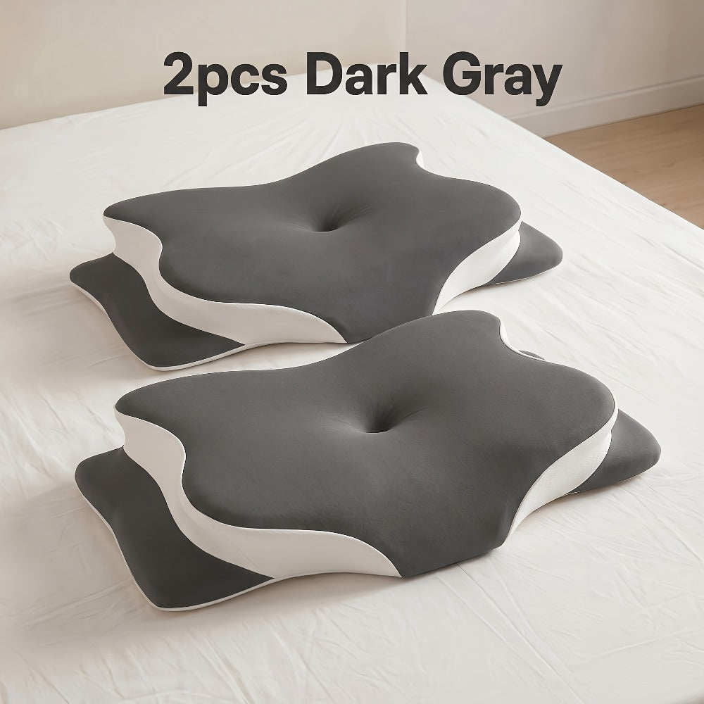 Cervical Neck Pillow for Sleeping - Butterfly Contour Memory Foam Support for Back & Side Sleepers