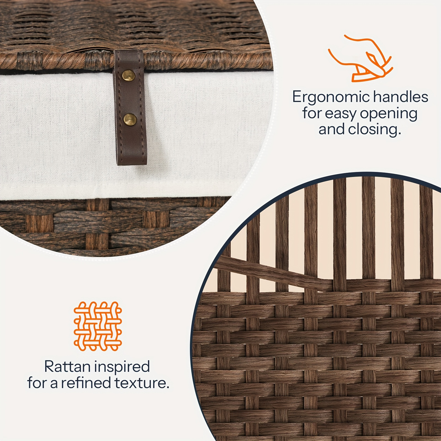 Large Wicker Storage Basket with Lid, Handles, Soft Lining, Metal Frame in a 220L Lidded Format