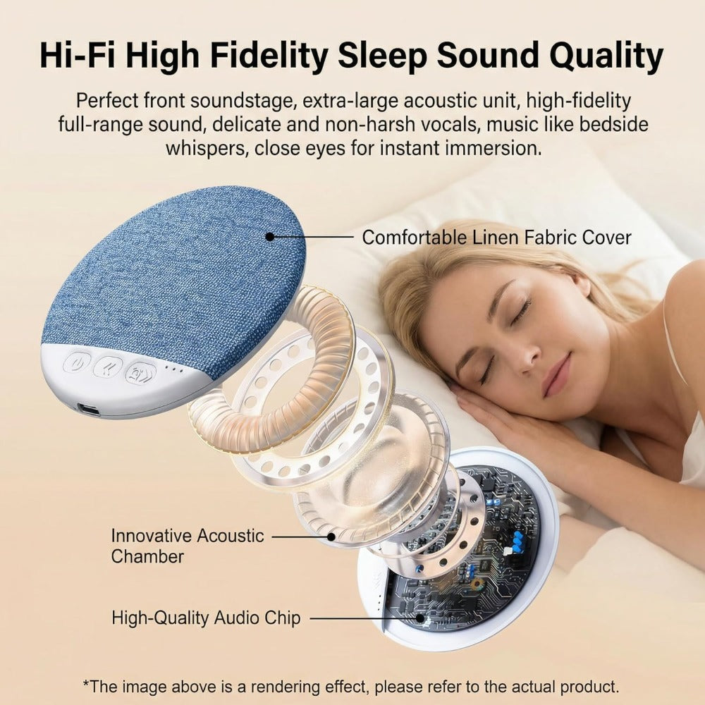 Ultra Slim Under Pillow Sleep Speaker with White Noise, Bluetooth 5.4 Pillow Headphones for Side Sleepers