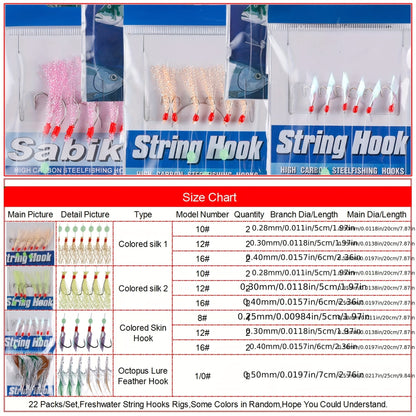 Fishing Rig Set 22 Packs Flasher Lure Bait Rigs – Glow Beads & High Carbon Hooks for Freshwater & Saltwater Trout Bass Salmon Fishing Tackle