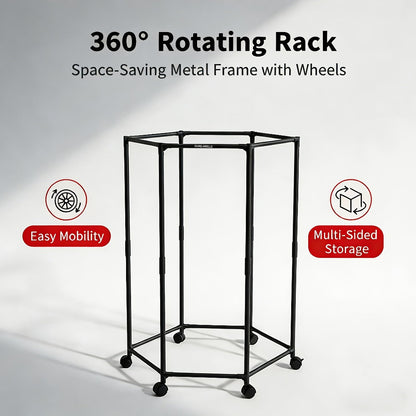 White Four-Sided Rolling Clothing Rack with Multiple Hanging Rails and 120 x 35 x 35 cm Frame
