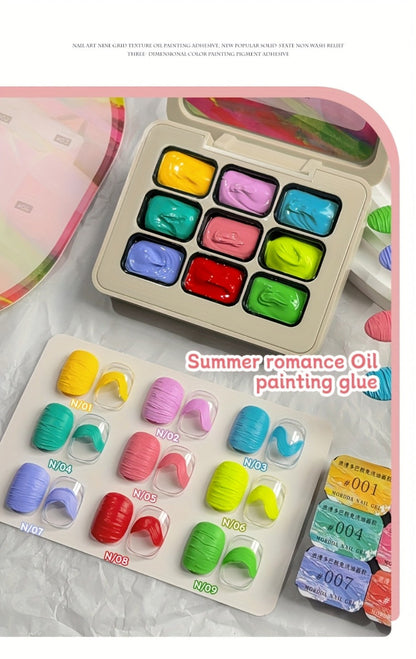 Gel Nail Polish Set with MORDDA Label, 9 Romantic Summer Dopamine Gel Colors in Nine-Grid Set