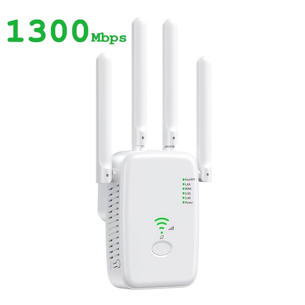 WiFi 6 Mesh Extender 1400Mbps 6-Antenna Dual Band - 2.4GHz & 5GHz Whole Home Coverage, One-Button WPS Setup