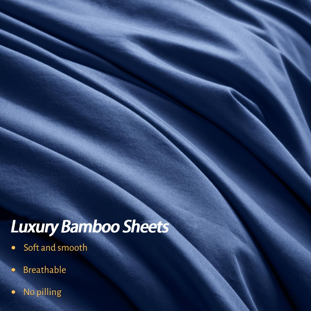 Bed Sheet Set 4-Piece Bamboo-Derived Fabric with Available Extra-Deep Pocket and Eighteen Colors