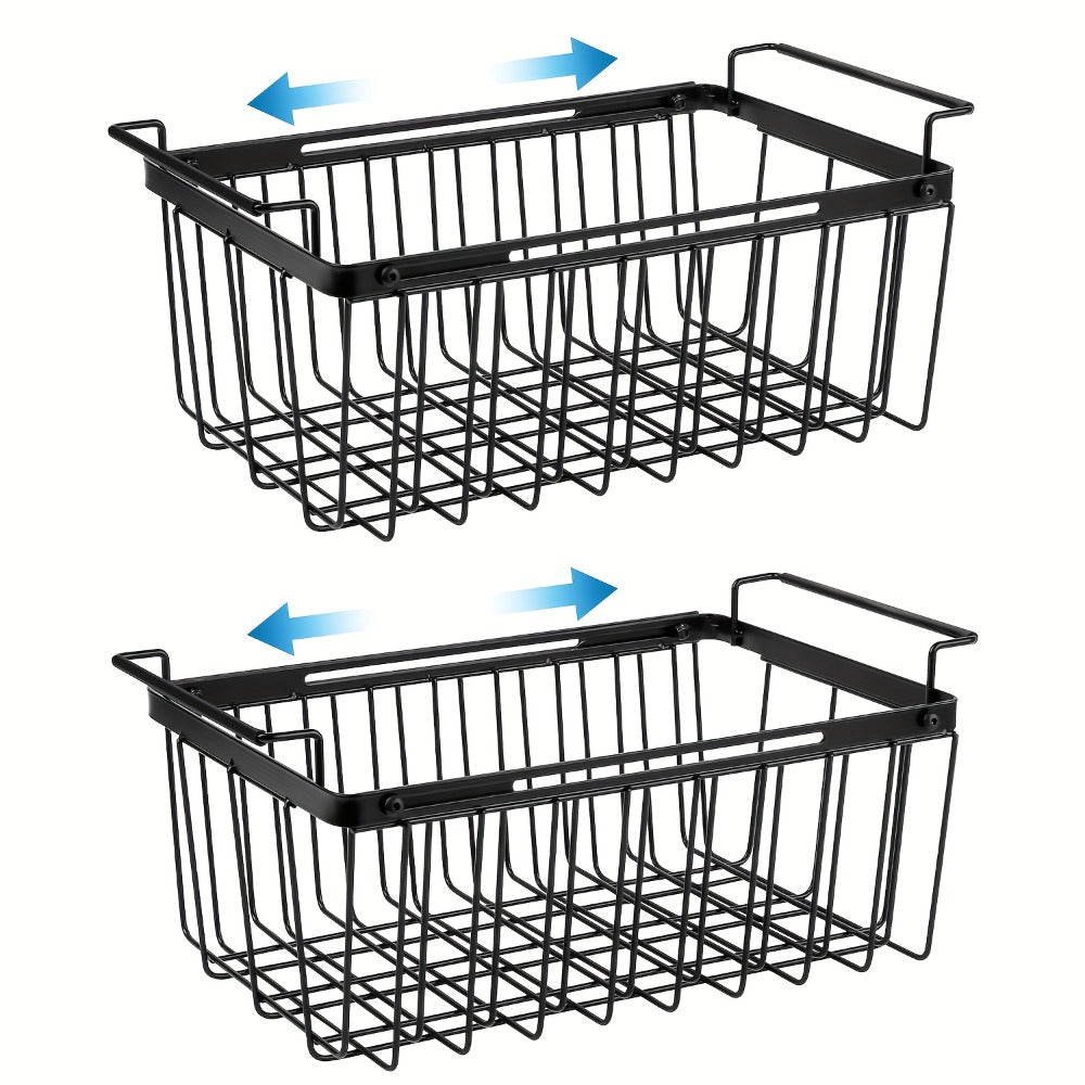 Freezer Organizer Bins, Expandable Chest Freezer Baskets with Hanging Handles – Adjustable Wire Basket 15.6" to 24.3"