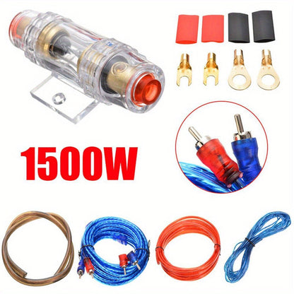 Amplifier Wiring Kit 10 Gauge 1500W – Complete Car Audio Amp Install Kit with RCA Cable, Power & Ground Wire, Remote Cable, AGU Fuse Holder